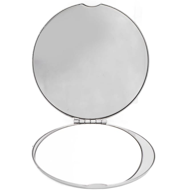 Zakspiegel Draagbaar Roestvrij Staal Compacte Spiegel Metalen Handheld Valbestendig Dubbelzijdig white