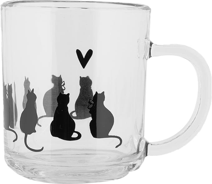 Clayre & Eef Theeglas 200 ml Transparant Glas Katten
