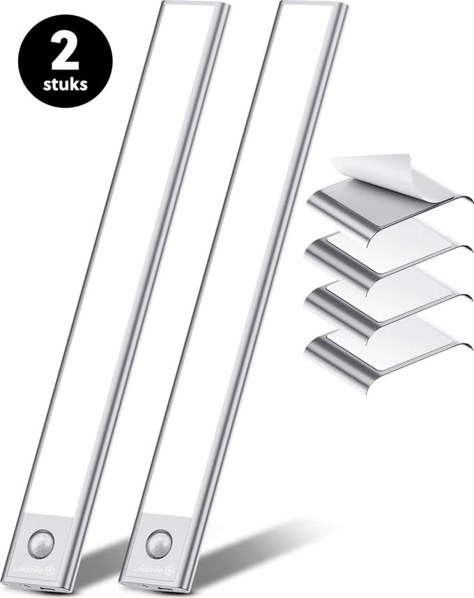 Kastverlichting LED met Bewegingssensor en Bevestigingsset - Draadloos - 30 cm - (2 PACK)