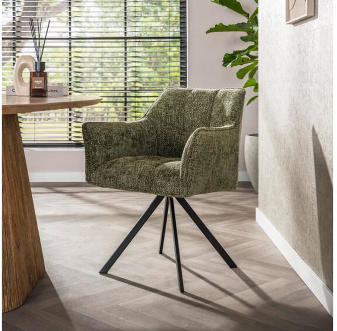 Eetkamerstoel Raster draaibaar - Hoven Groen - eetkamerstoelen set van 2