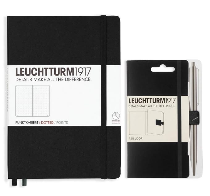 Hardcover A5 Notitieboek Gestippeld - Zwart met Penlus