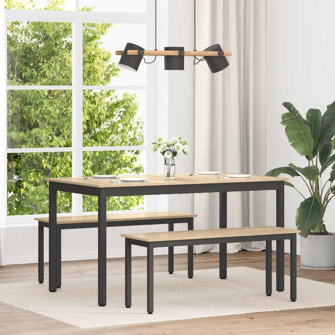 vidaXL - Eettafels - 140 - x - 80 - x - 75 - cm - Bewerkt - hout - Sonoma - Eiken