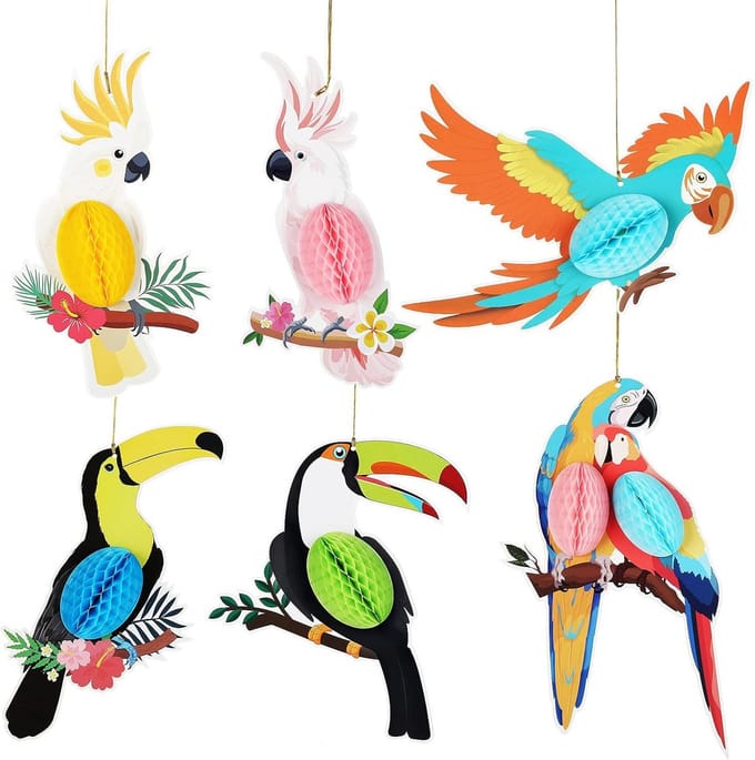 Solidchoice - Set van 6 Tropische Papegaai Decoraties voor Feesten