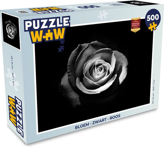 Puzzel Bloemen - Zwart - Roos - Wit - Botanisch - Legpuzzel - Puzzel 500 stukjes