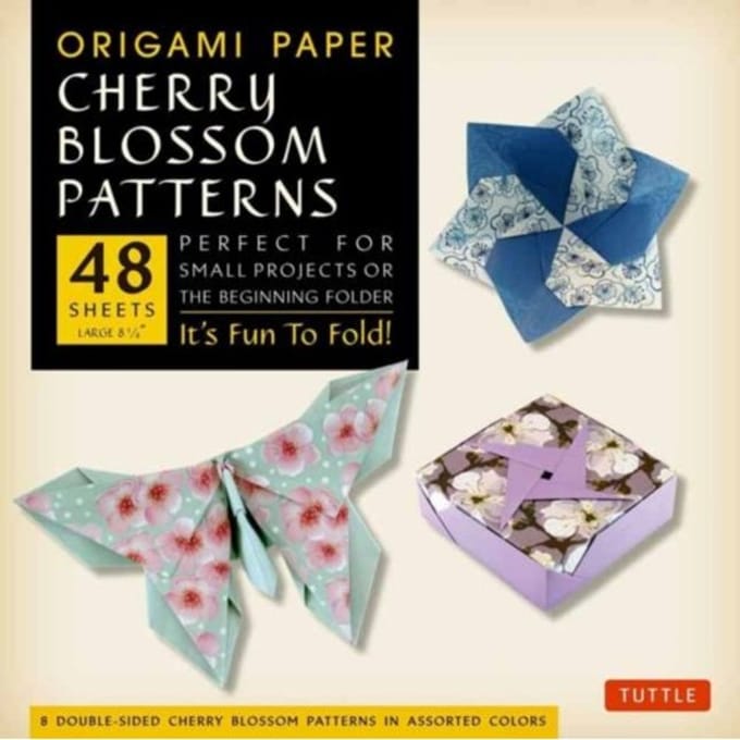 Origami Paper- Cherry Blossom Patterns Large 8 1/4" 48 Sh