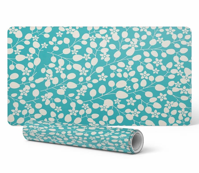 Vinyl bureauonderlegger met bloemen- en bladmotief 90x45 cm