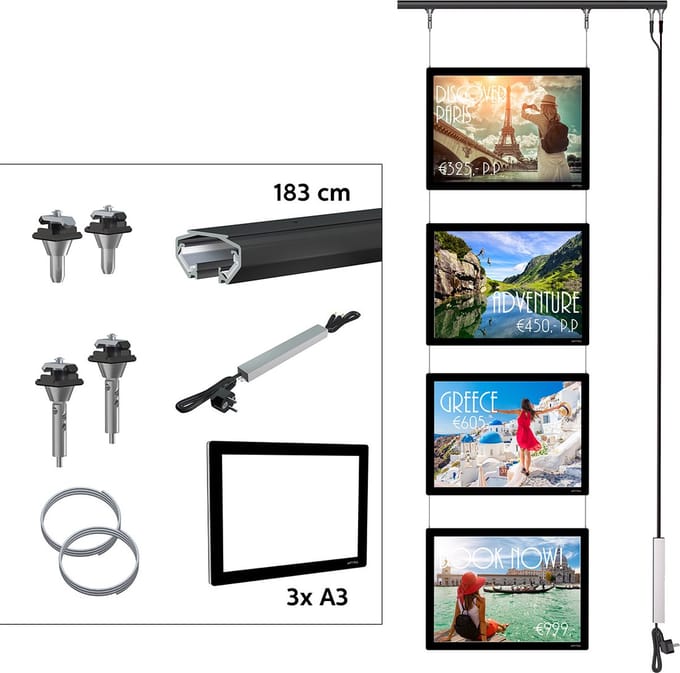 Artiteq Schilderij Ophangsysteem 3x A3 All-in-one Display It Led Flex