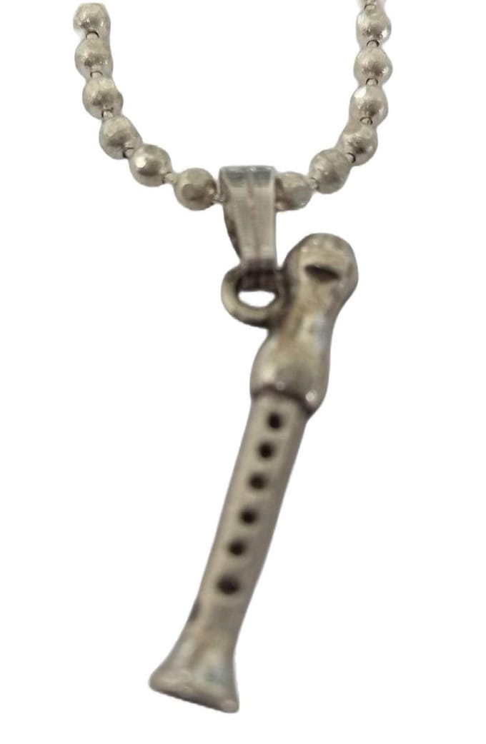 Ketting blokfluit verzilverd