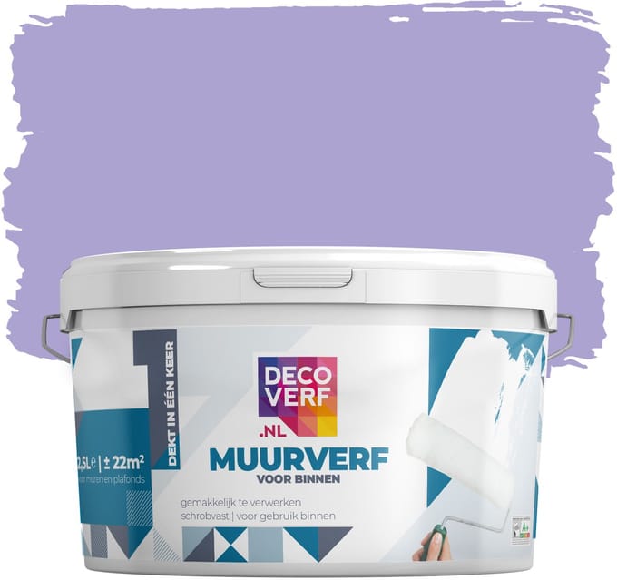 Decoverf muurverf mat lila, 2.5L
