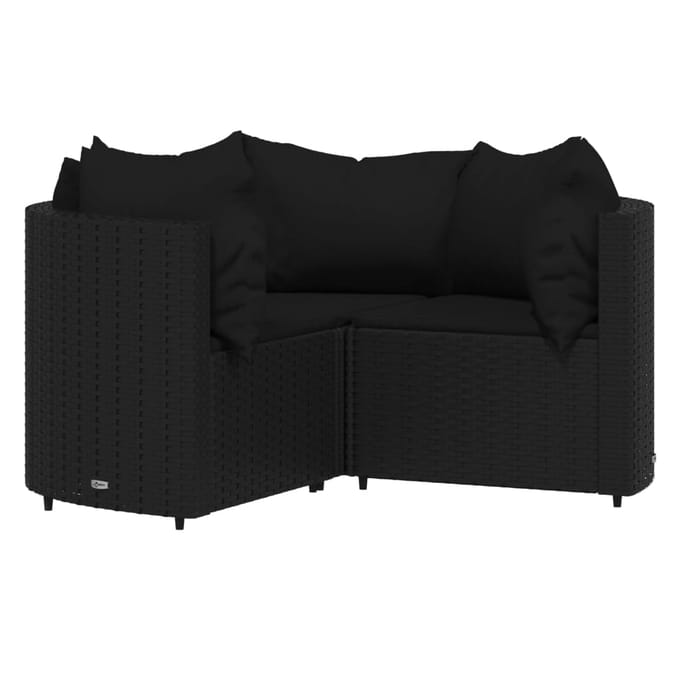 vidaXL - 4-delige - Loungeset - met - kussens - poly - rattan - zwart
