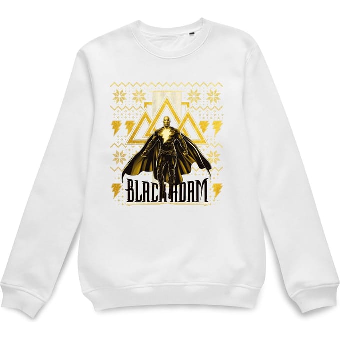 Black Adam Gold Christmas Christmas Jumper - White - S