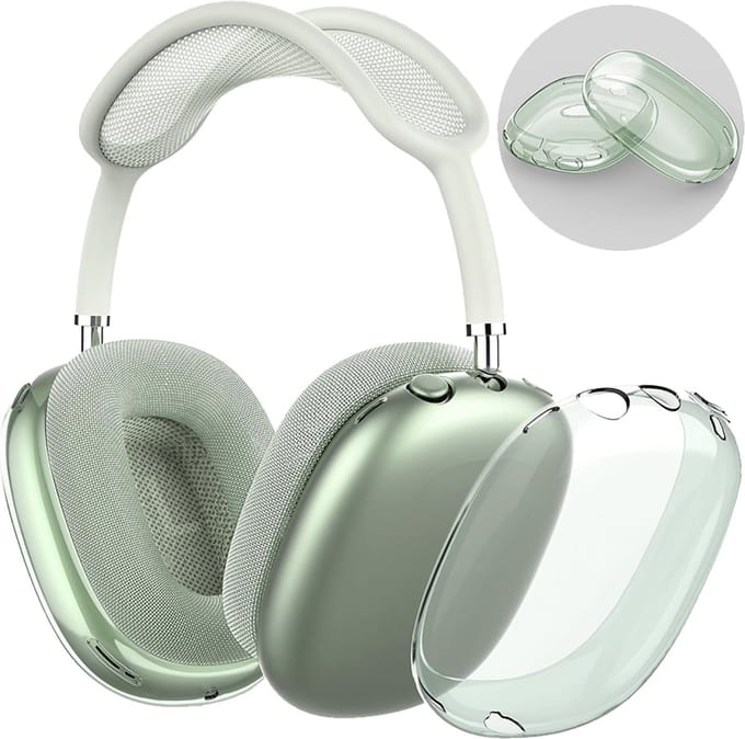 MY PROTECT - Siliconen Transparant Cover Case geschikt voor Airpods Max - Transparant/Groen