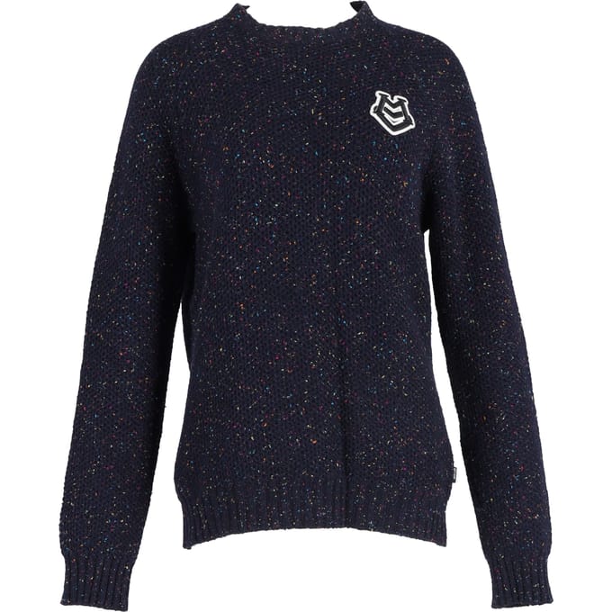 Moschino Logo Patchesweater in Navyblauwe Wol