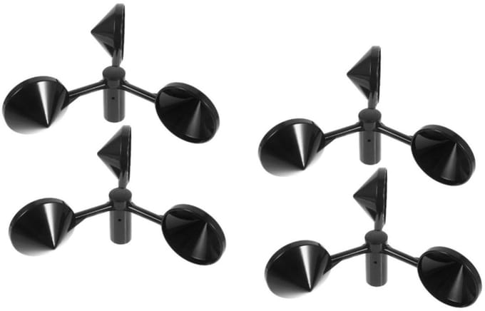 Windvaan Ventilatorbladen - Windmeter Sensor - Windmetingen Uitvoeren - 3-Kops Ontwerp - 15 x 15 x 124 cm - Zwart