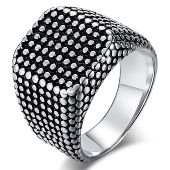 Titanium Zegelring heren Zilverkleurig Zwart-21.5mm