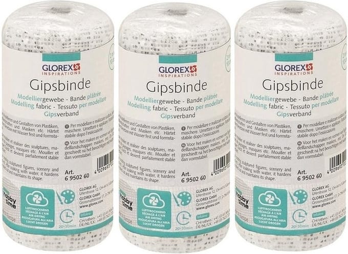 Keratex gipsverband - 3x - 2 meter x 10 cm - rollen - wit - huidvriendelijk
