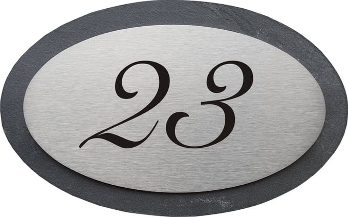 Huisnummerbord leisteen voordeur 23x15cm ovaal LS31