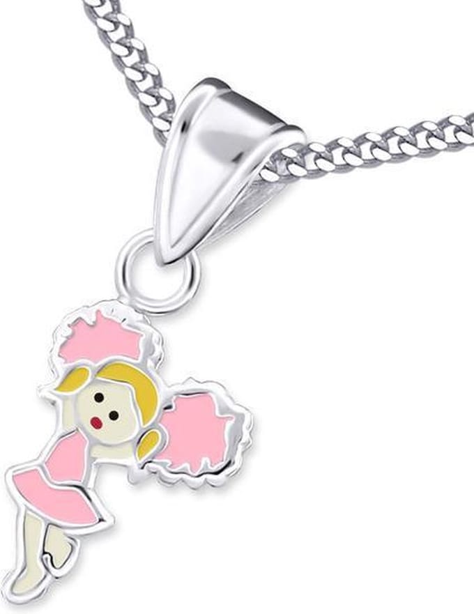 Amanto Kids Ketting Chaz - 925 Zilver E-Coating - Popje - 8x1mm - 38cm