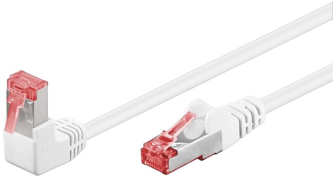 Goobay CAT 6 netwerkkabel 1x 90° haaks, S/FTP (PiMF), wit, 0,5 m