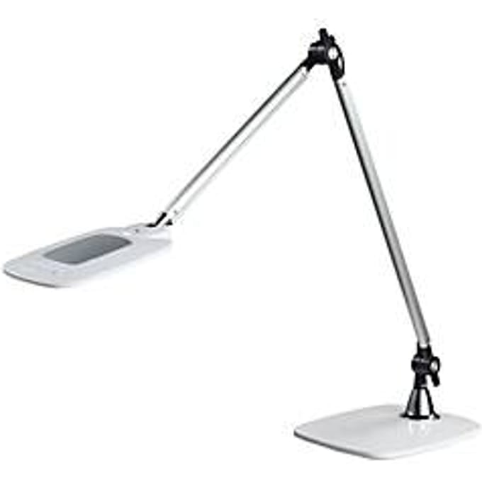meet by Paperflow JIM LED tafellamp zilver/wit, 860 lm, 3-kleuren CCT, sensor, scharnierarm