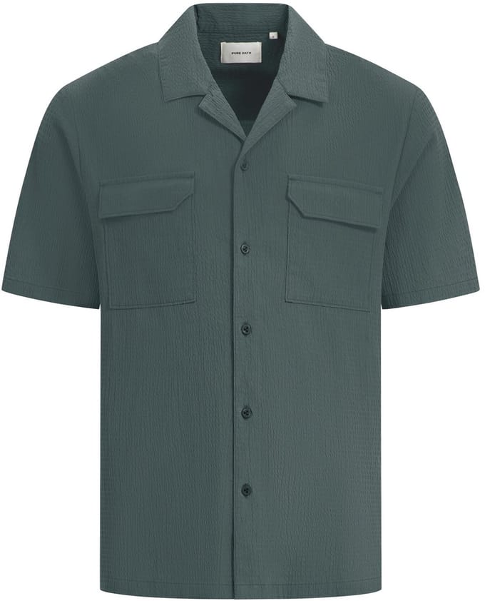 Pure Path Short Sleeve Seersucker Shirt Faded Green (25010221 - 76)