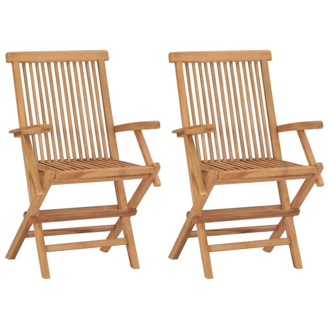 vidaXL - Inklapbare - stoelen - 2 - st - met - lichtblauwe - kussens