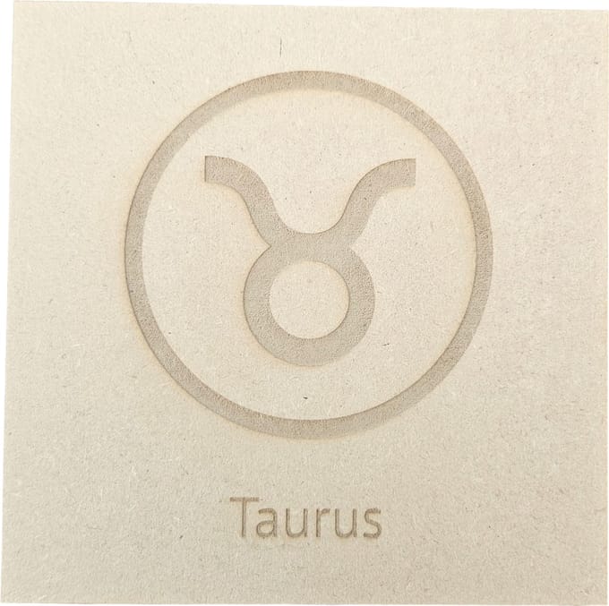 MGM Trading - Horoscoop - Stier - Taurus - 3mm MDF - 15 bij 15cm - Laser gegraveerd