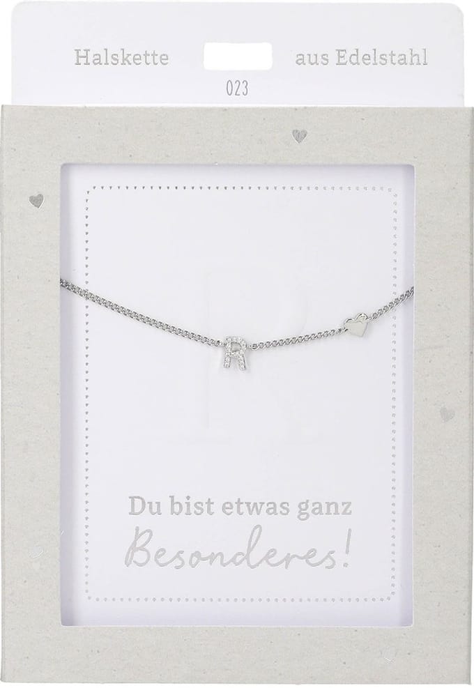 Depesche ketting zilver letter R hartje - sieraden cadeau.