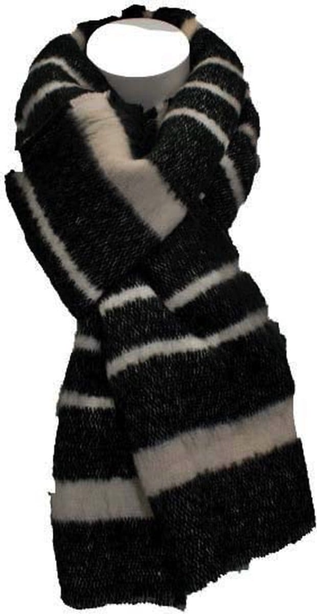 Winter Sjaal Dames Sjaal Zwart-Beige-Grijs Gestreept