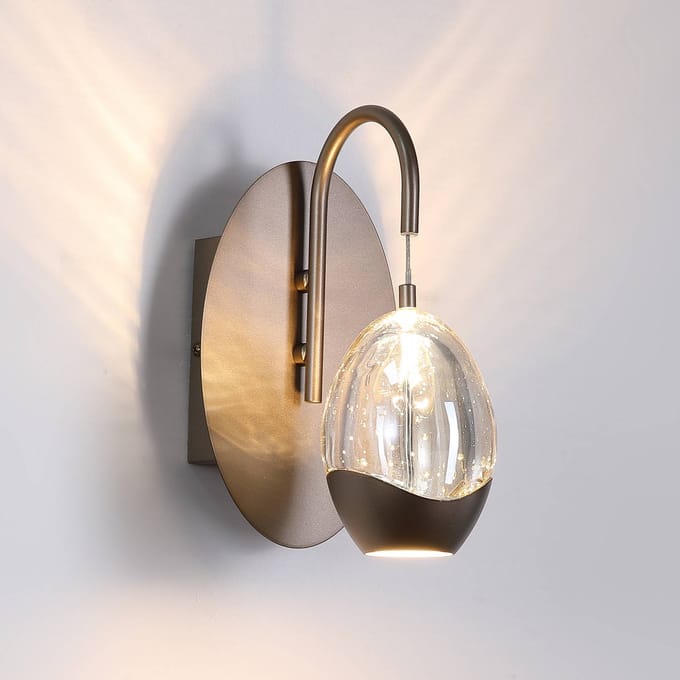 Searchlight LED wandlamp Seeds, crèmekleurig, breedte 11 cm, glas/metaal