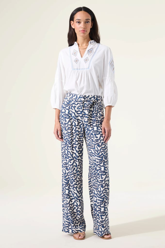Dobby Stoffen Broek met Print Dames Garcia