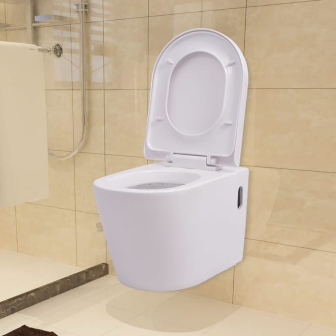 vidaXL - Hangend - toilet - keramiek - wit