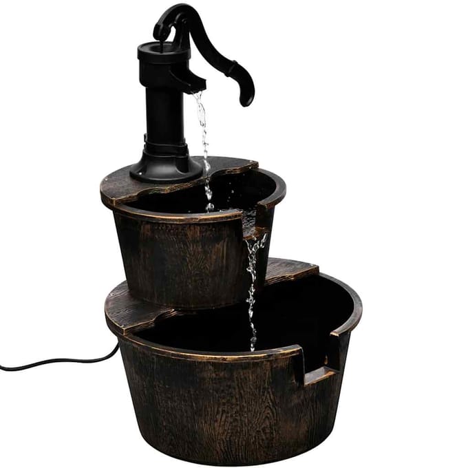 Waterval fontein met handwaterpomp ontwerp