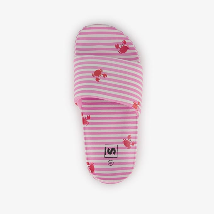 Roze meisjes badslippers met witte strepen - Maat 30