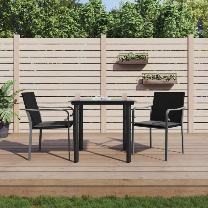 vidaXL - 3-delige - Tuinset - met - kussens - poly - rattan - en - staal