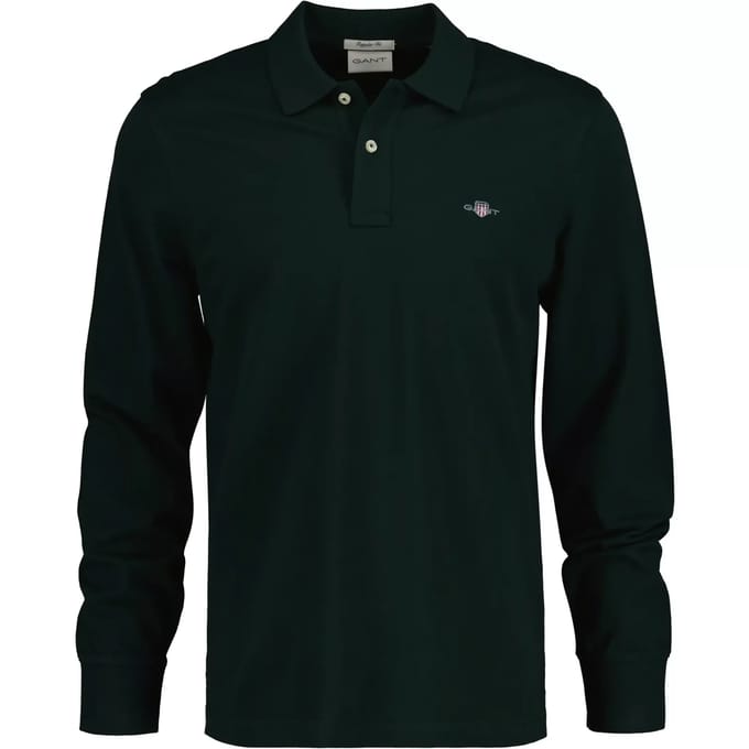 Gant - Rugger Pique Polo Donkergroen - Regular-fit - Heren Poloshirt Maat XL