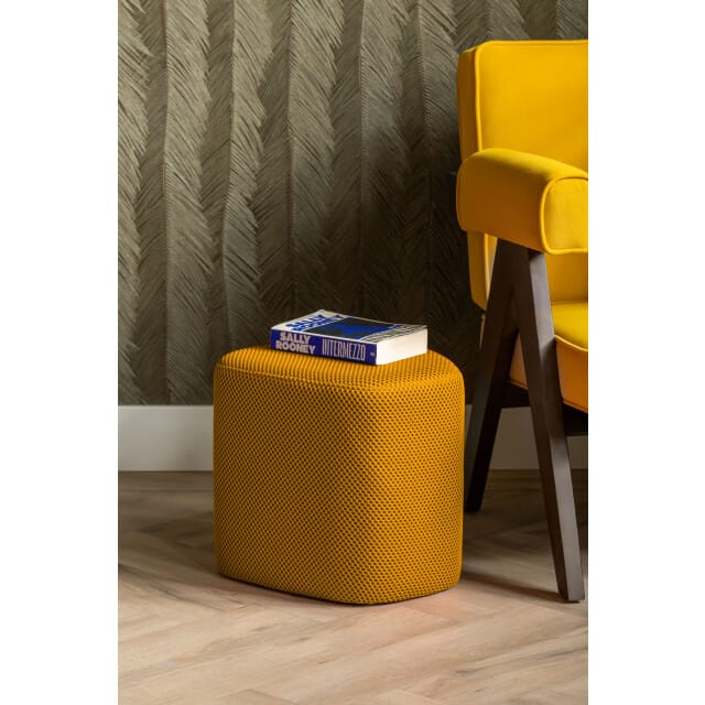 Leitmotiv Poef Retro Mesh - Heldergeel - 36x36x36cm - Modern