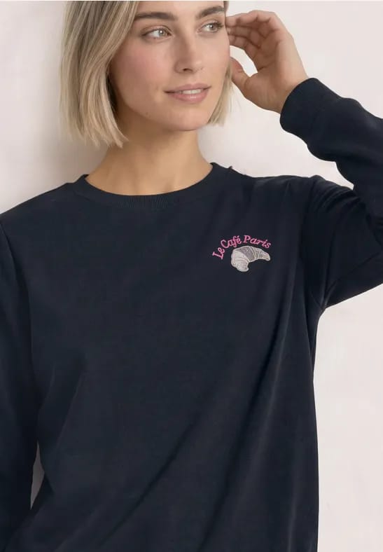 Sweatshirt met ronde hals en borduursel