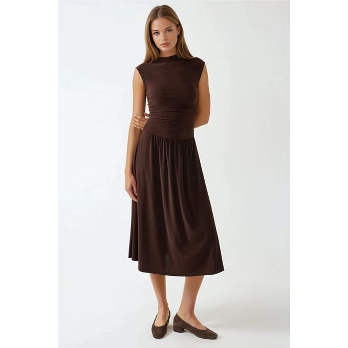 Comfort Fit Midi-jurk met ronde hals