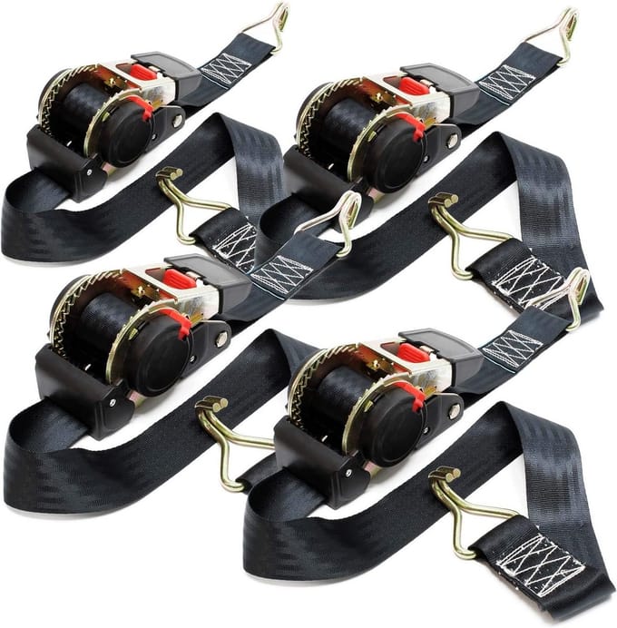 Set van 4 Automatische Spanbanden 1.8m x 50mm met Punt Haken - 750 daN Polyester