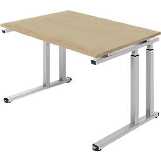 Schäfer Shop  Select Bureautafel SET UP, C-poot onderstel, 1200x800, eik/blank aluminium