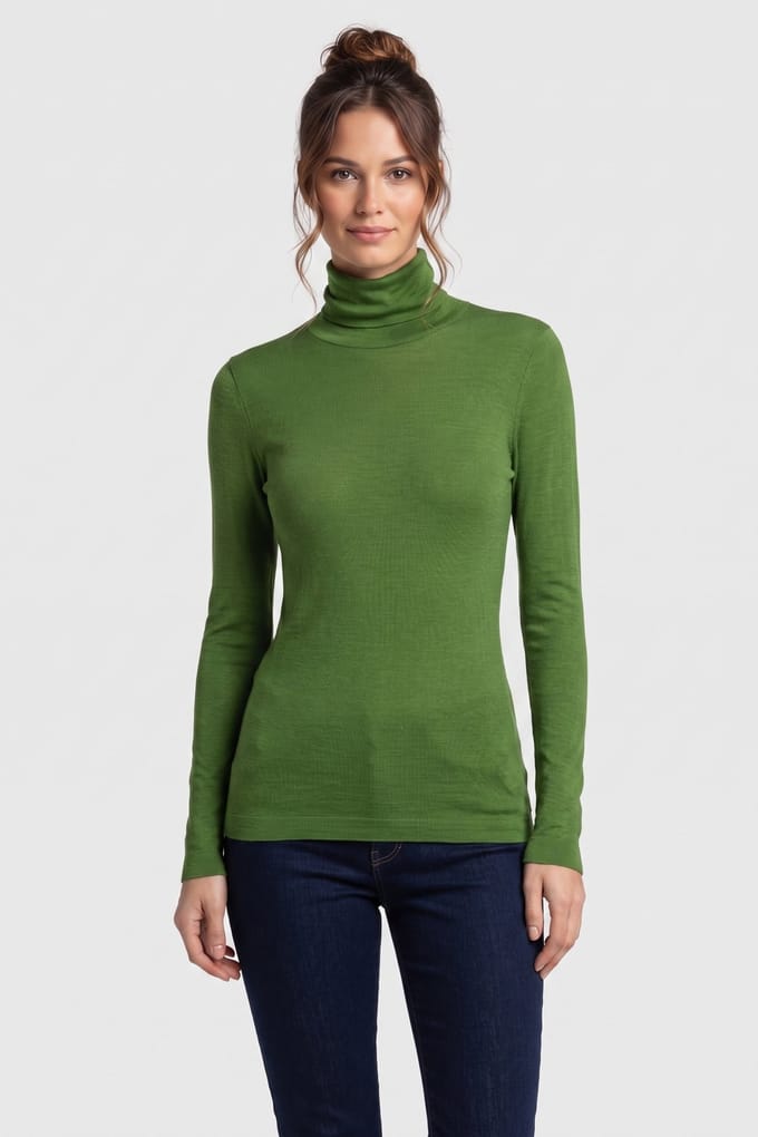ARKET Malena Wool Rib Turtleneck Green Größe: M | Longsleeves Outlet | Damen | Grün