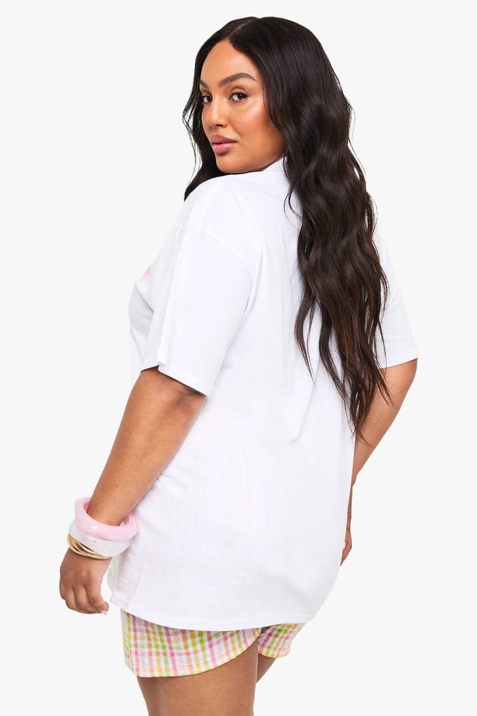 boohoo Dames Plus Guavas Oversized T-Shirt | Wit | Maat: 44