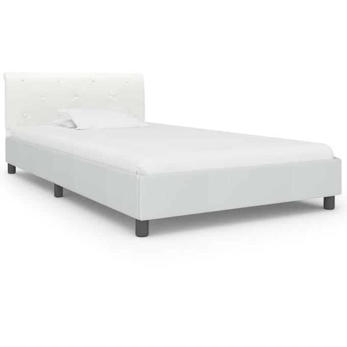 vidaXL - Bedframe - kunstleer - wit - 100x200 - cm