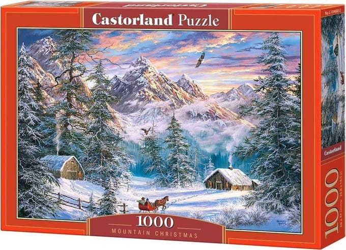 Puzzel van 1000 Stukjes - Kleurrijk Berglandschap Kerstthema