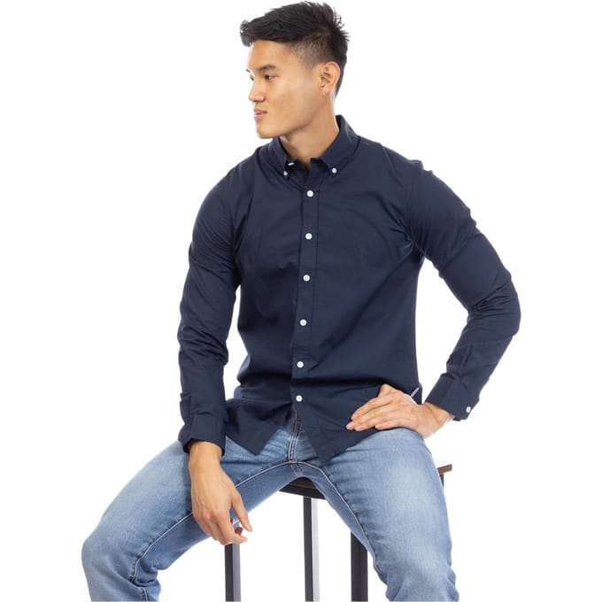 Peter Werth Heren Regular Shirt Met Lange Mouwen (Marine)