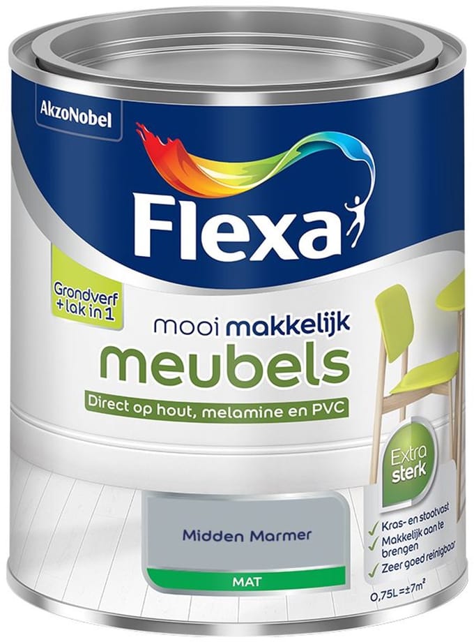 Flexa - Mooi Makkelijk Meubels Mat - Midden Marmer - Mengverf - 750 Ml