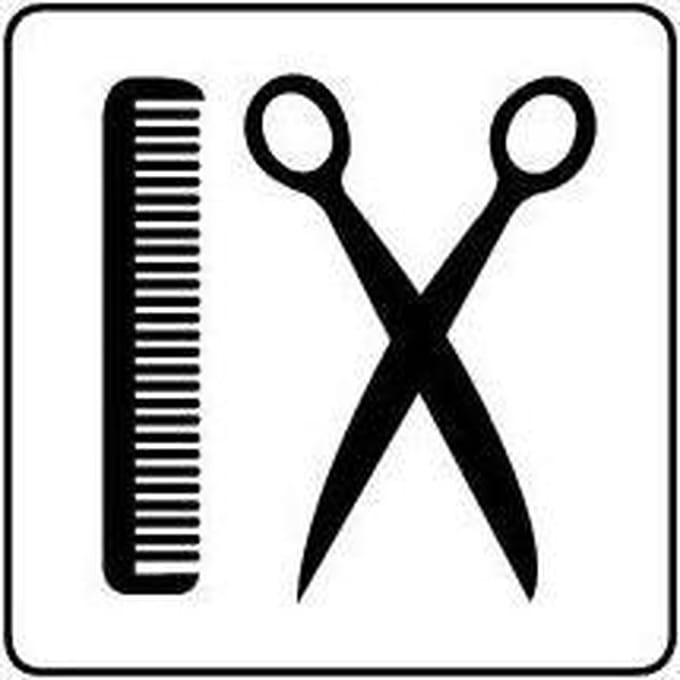 Kapsalon sticker, wit zwart 300 x 300 mm
