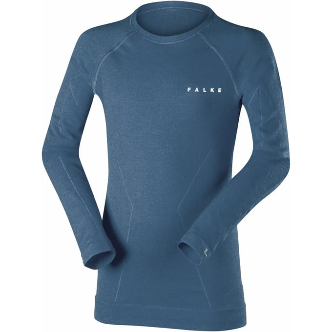 FALKE Wool-Tech sneldrogend wol functioneel materiaal functioneel shirt met lange mouwen kinderen blauw - maat 122-128