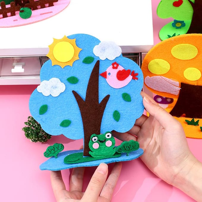 Children diy three-dimensional four seasons tree kindergarten non-woven flower and tree protection material package